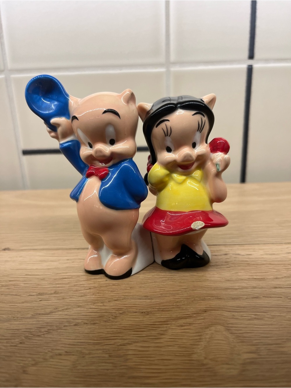 Porky & Petunia Pig Salt & Pepper Ceramic Shakers